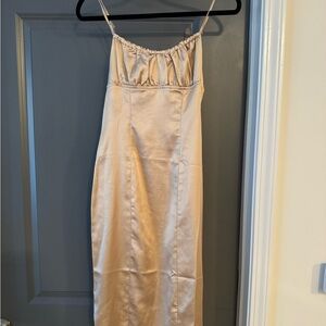 NWT Kittenish Gold Satin Midi Dress
